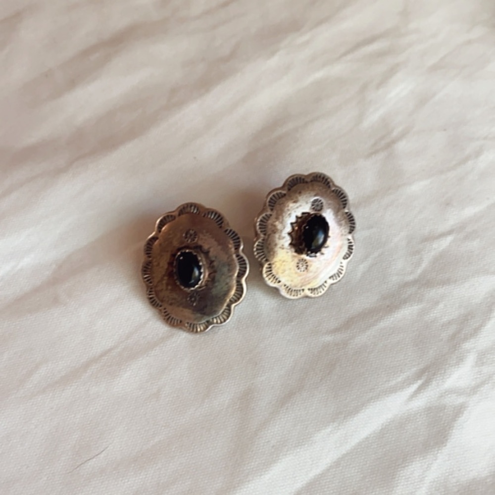 *SOLD* Black Onyx Concho Post Earrings